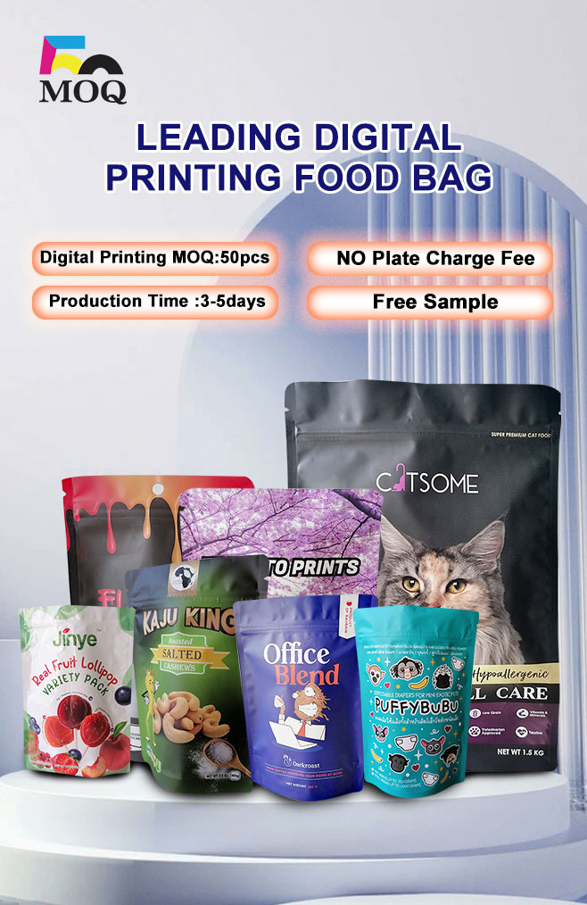 low moq 100pcs stand up pouch custom mylar bags